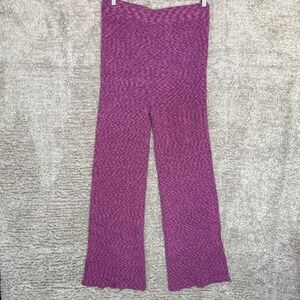 Stockholm Atelier Ribbed Knit Flare‎ Pants Women's M Pink Boho Lounge 70s Vibes